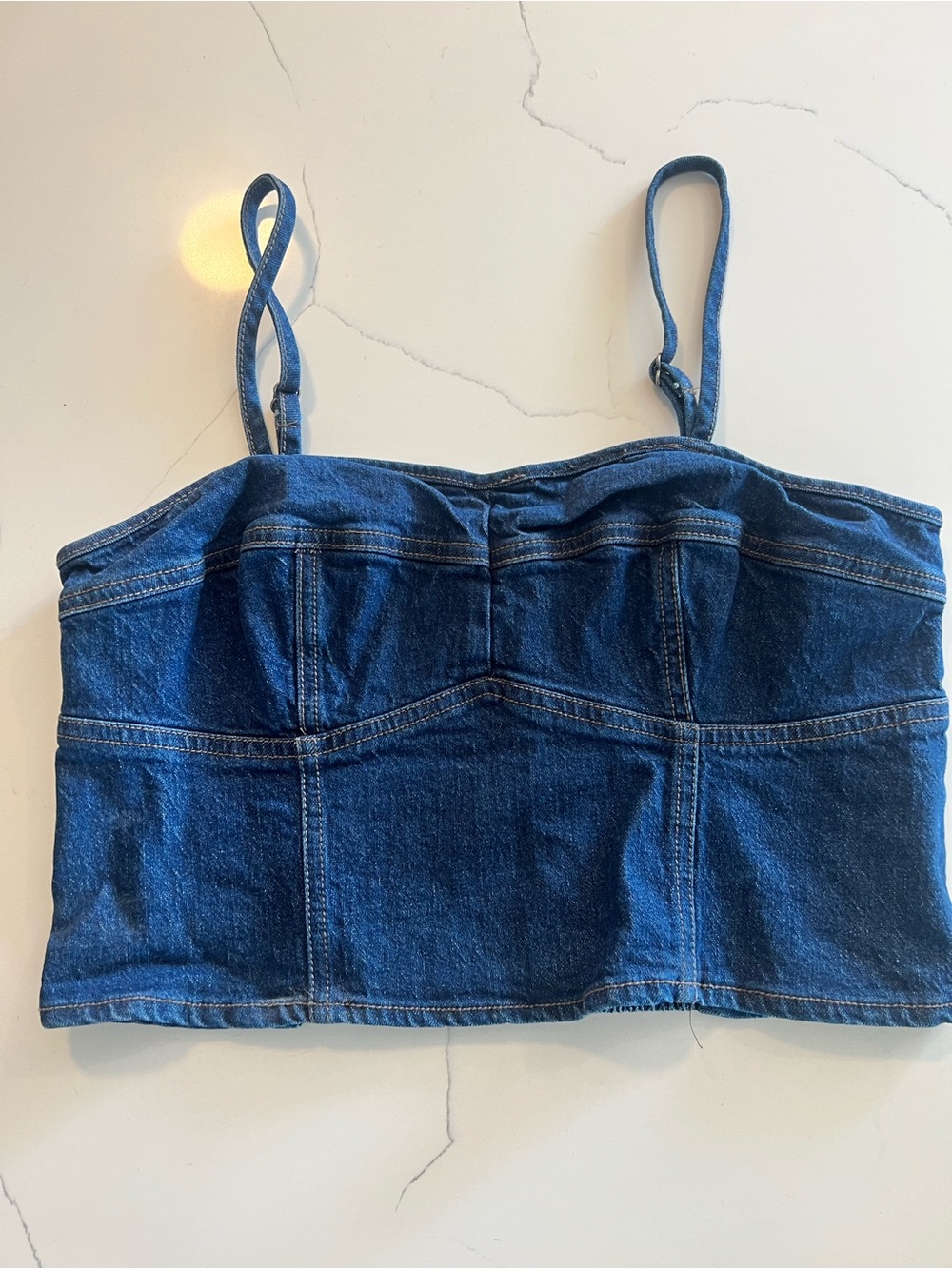 Universal Thread Denim Bustier Crop Top - Blue